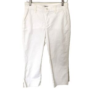 NYDJ White Lift Tuck Crop Chino Pants Cotton Blend Straight Crop Sz 6